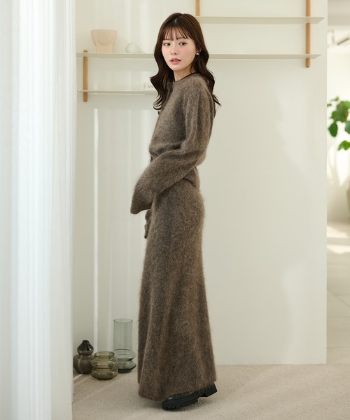 スカート mohair mermaid long knit skirt /モヘアマーメイドロング
