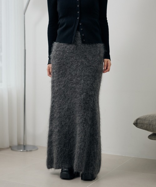 スカート mohair mermaid long knit skirt /モヘアマーメイドロング