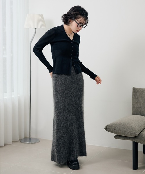 スカート mohair mermaid long knit skirt /モヘアマーメイドロング