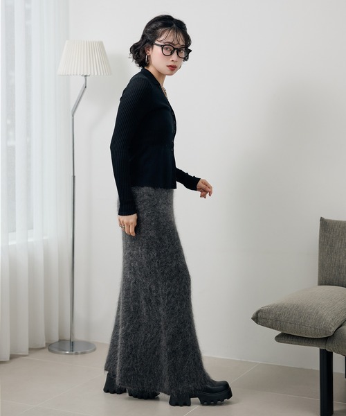 スカート mohair mermaid long knit skirt /モヘアマーメイドロング