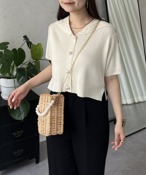 「prose verse」 半袖ニット MEDIUM ブラック レディース_画像2