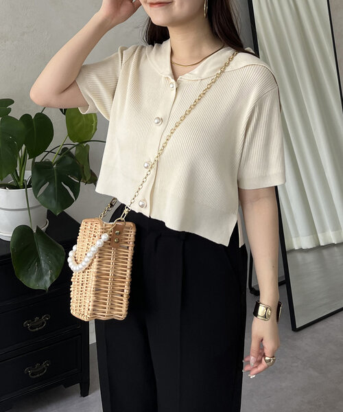 「prose verse」 半袖ニット MEDIUM ブラック レディース_画像3