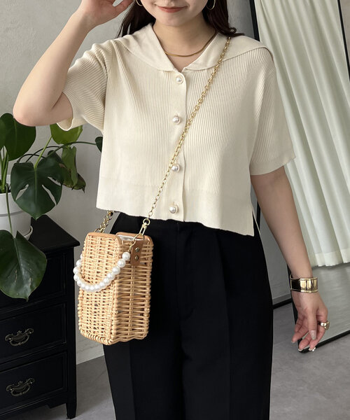 「prose verse」 半袖ニット MEDIUM ブラック レディース_画像4