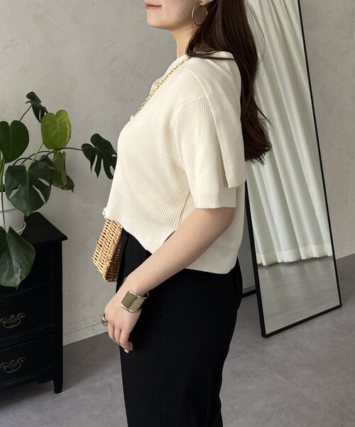 「prose verse」 半袖ニット MEDIUM ブラック レディース_画像5