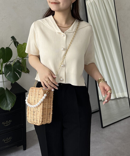 「prose verse」 半袖ニット MEDIUM ブラック レディース_画像7