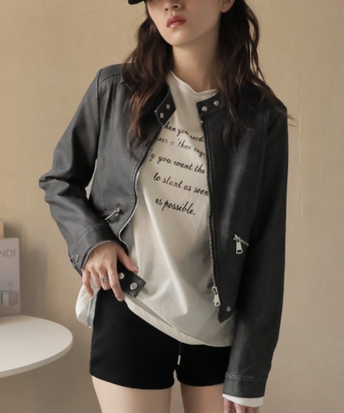 ULYSSES レザージャケット ライダース ノーカラーライダースジャケット