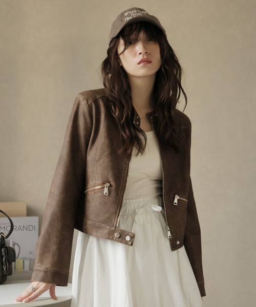 ULYSSES レザージャケット ライダース ノーカラーライダースジャケット