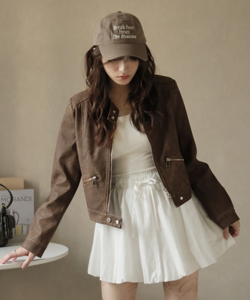 ULYSSES レザージャケット ライダース ノーカラーライダースジャケット