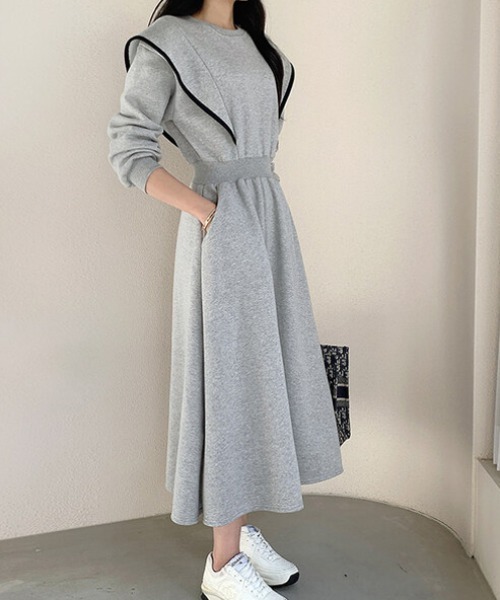emi+ ワンピース ショルダーフリルスウェットワンピース : ZOZOTOWN