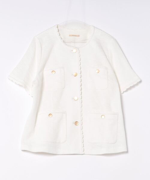 新品未使用タグ付・ローズティアラ【46】完売品・ノーカラージャケット Rose Tiara（ローズティアラ） ノーカラージャケット 46 オフホワイト