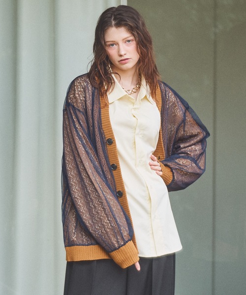 Casper John（キャスパージョン） カーディガン Tulle layered lace