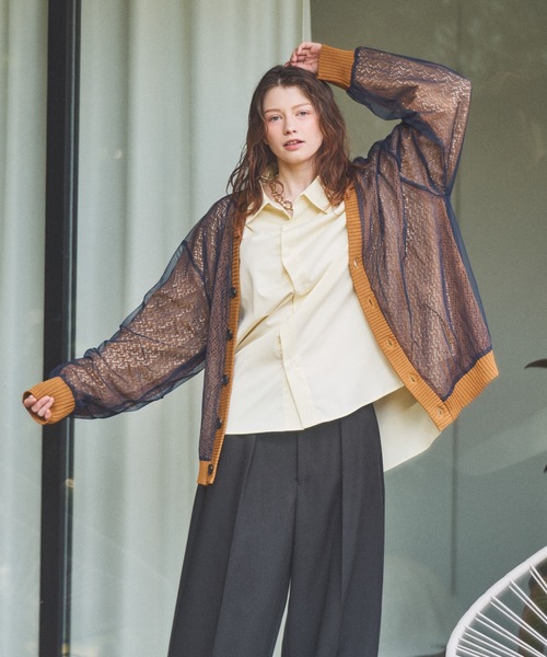 Casper John（キャスパージョン） カーディガン Tulle layered lace