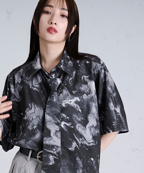 「Ellno Loset」 7分袖シャツ SMALL パープル系その他 メンズ_画像2