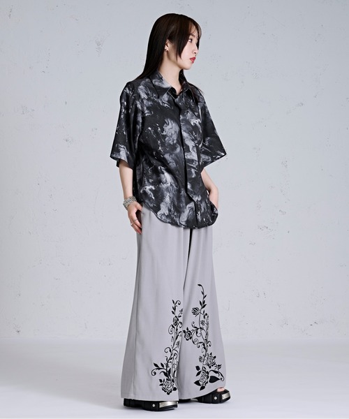 「Ellno Loset」 7分袖シャツ SMALL パープル系その他 メンズ_画像4