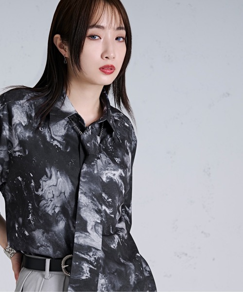 「Ellno Loset」 7分袖シャツ SMALL パープル系その他 メンズ_画像7