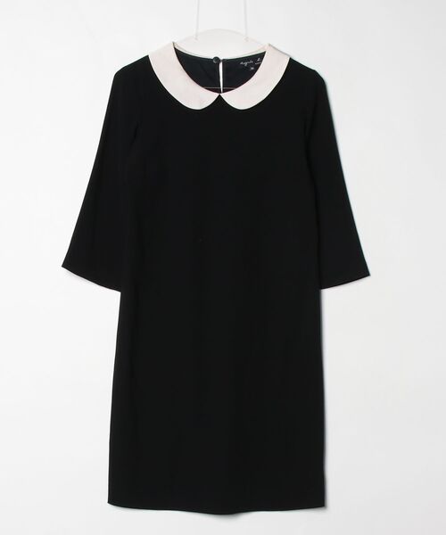 agnes b.（アニエスベー） 7分袖ワンピース 36 ブラック レディース