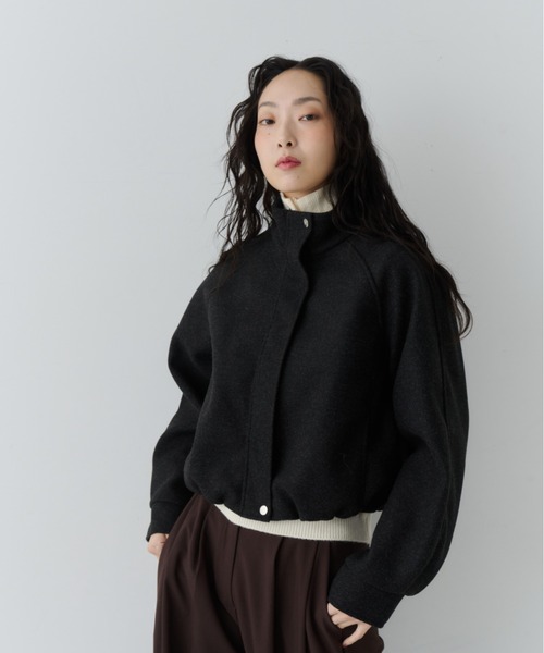 【極美品】マルゴーヴィンテージ ボリュームスリーブ ジップブルゾン ネイビー F 極美品】マルゴーヴィンテージ ボリュームスリーブ ジップブルゾン