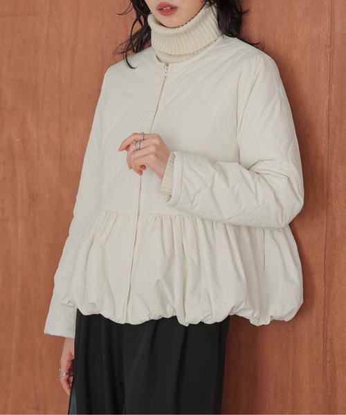 ブルゾン アウター ペプラムキルティングブルゾン レディース