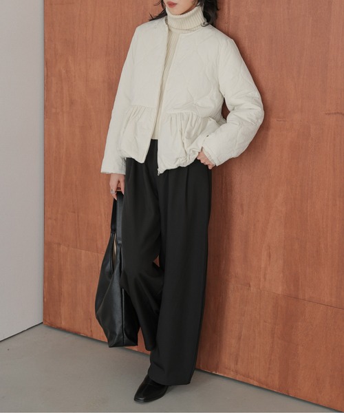 ブルゾン アウター ペプラムキルティングブルゾン レディース