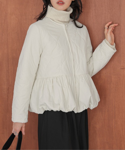 ブルゾン アウター ペプラムキルティングブルゾン レディース