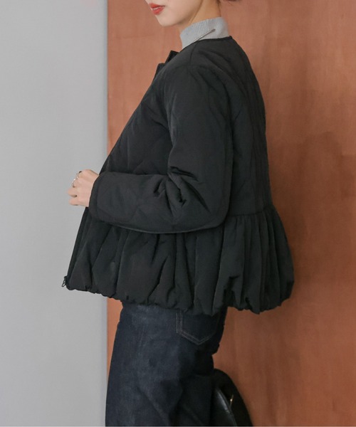 ブルゾン アウター ペプラムキルティングブルゾン レディース