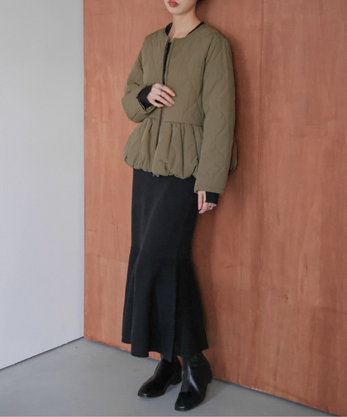 ブルゾン アウター ペプラムキルティングブルゾン レディース