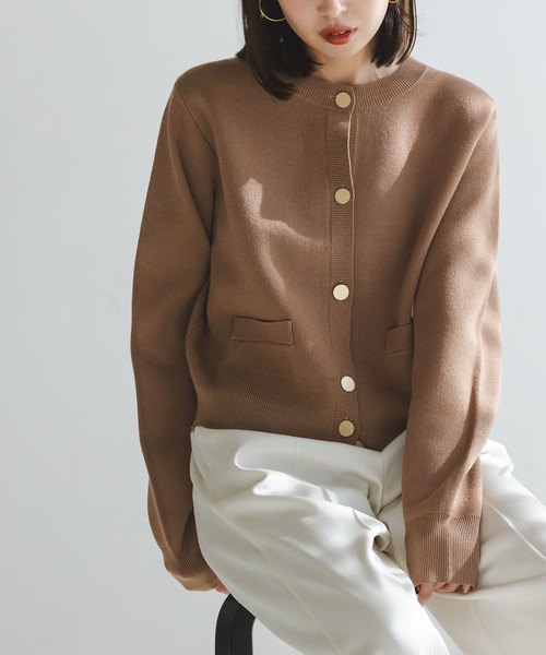 【美品】Noble 片畦ショートZipカーディガン ノーブル 片畦ショートZipカーディガン