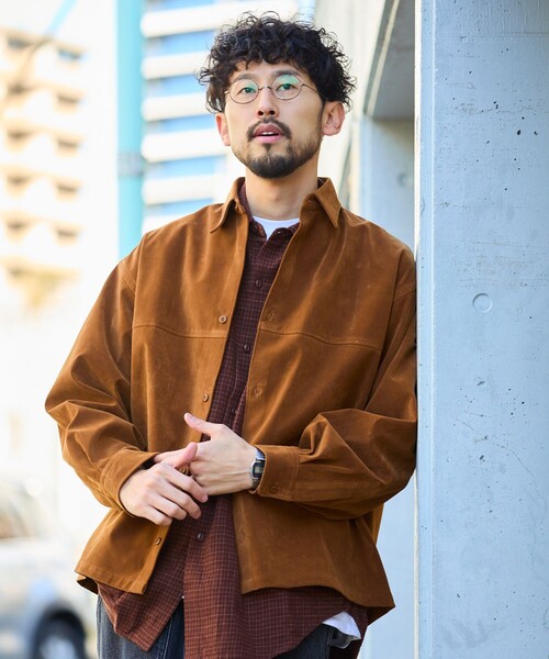 秋色✨プリーツプリーズ バイカラーシャツ はおり 長袖 大きいサイズ XL FREAK'S STORE（フリークスストア） シャツ 限定展開 ビッグシルエット