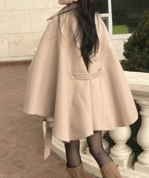 Diosfront ポンチョ オーバーサイズメルトンポンチョコート レディース