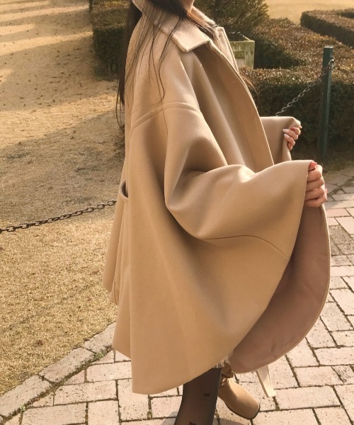 Diosfront ポンチョ オーバーサイズメルトンポンチョコート レディース