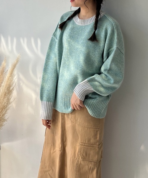 「AS KNOW AS plus」 長袖ニット FREE 杢グレー レディースの画像2