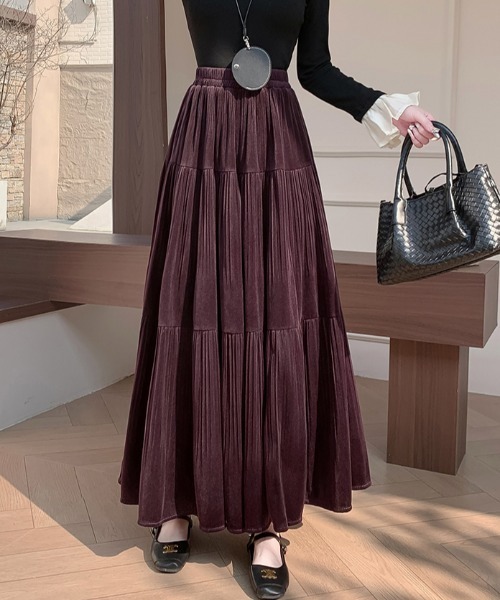 ロング スカート ベロアティアードロングスカート : ZOZOTOWN Yahoo!店