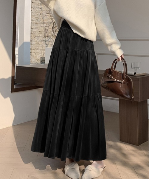 ロング スカート ベロアティアードロングスカート : ZOZOTOWN Yahoo!店