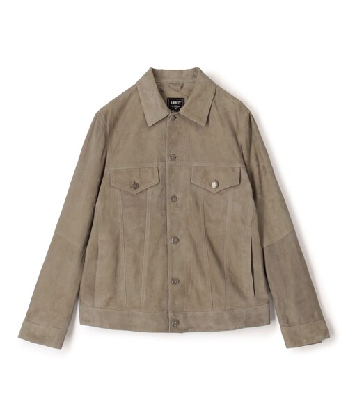 N*.様 DENIM×TOMORROWLAND トラッカージャケット ブラウン セール】 【別注】DENIM×TOMORROWLAND ラムレザー トラッカー