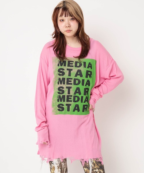 【ピンク】M2625 SnagダメージロンT RNA（アールエヌエー） tシャツ M2625 SnagダメージロンT レディース