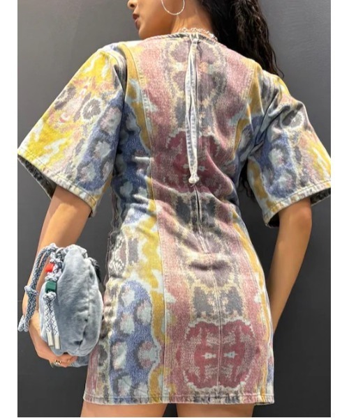 パーティードレス ワンピース Christian Lacroix デニム×幻想的プリント タペストリードレス_2