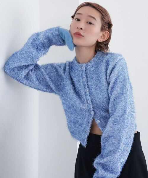 「SLOBE citron.」 ニットカーディガン FREE スカイブルー レディース_画像6