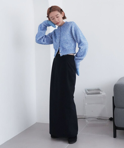 「SLOBE citron.」 ニットカーディガン FREE スカイブルー レディース_画像9