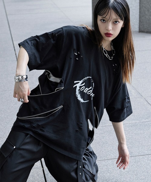「狐独」 半袖Tシャツ LARGE ブラック メンズ_画像6