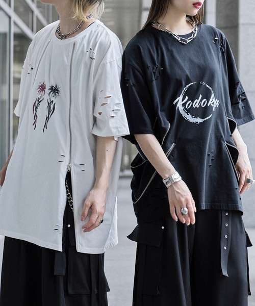 「狐独」 半袖Tシャツ LARGE ブラック メンズ_画像8