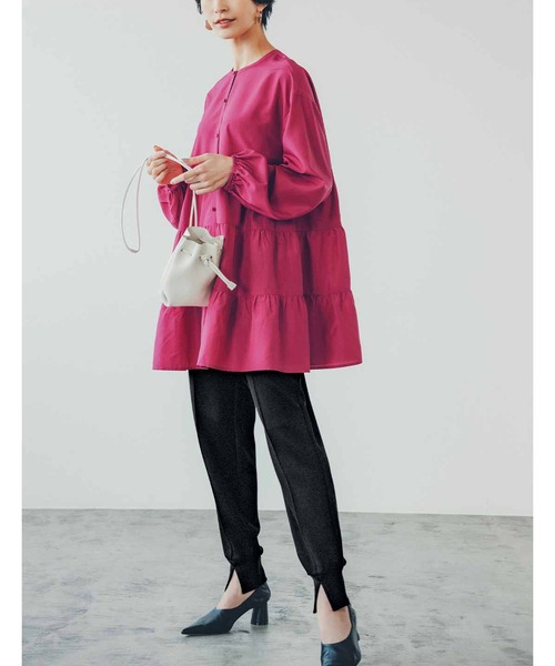 「IEDIT」 長袖チュニック LARGE ピンク レディース_画像5