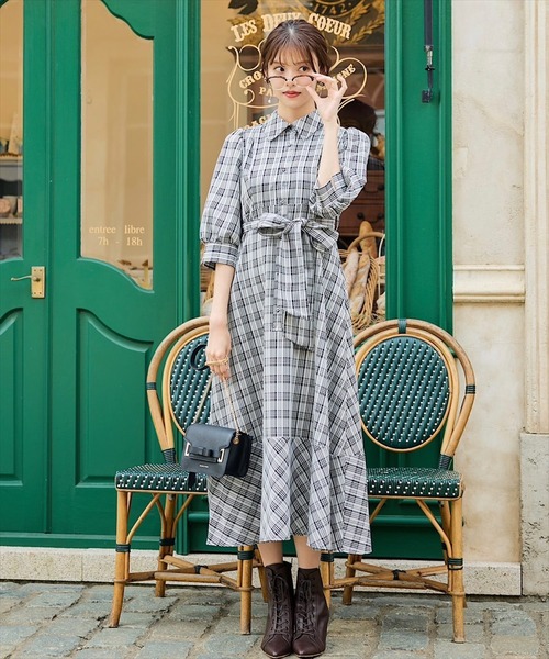 「SWINGLE」 シャツワンピース MEDIUM ブラック系その他 レディース_画像2