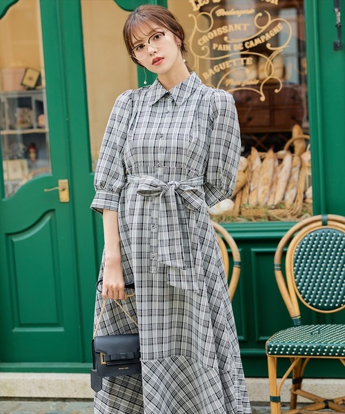 「SWINGLE」 シャツワンピース MEDIUM ブラック系その他 レディース_画像3