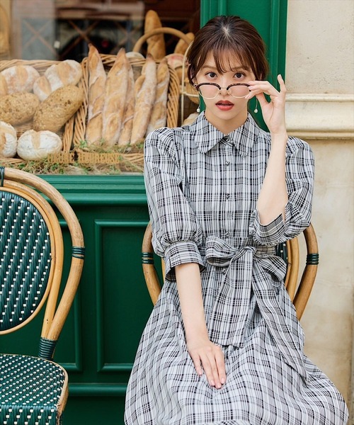 「SWINGLE」 シャツワンピース MEDIUM ブラック系その他 レディース_画像4