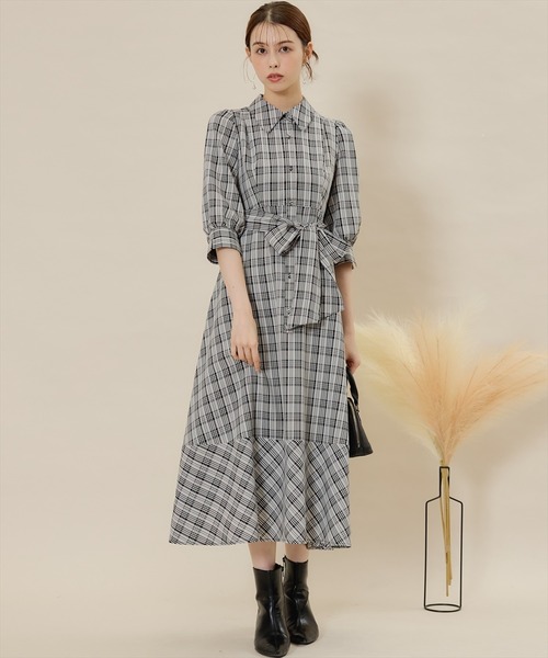 「SWINGLE」 シャツワンピース MEDIUM ブラック系その他 レディース_画像5