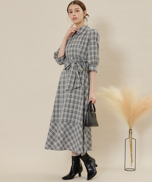 「SWINGLE」 シャツワンピース MEDIUM ブラック系その他 レディース_画像6