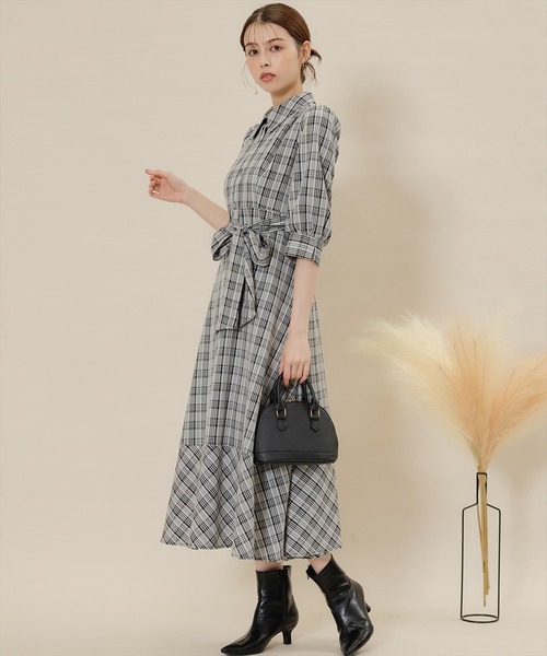 「SWINGLE」 シャツワンピース MEDIUM ブラック系その他 レディース_画像7