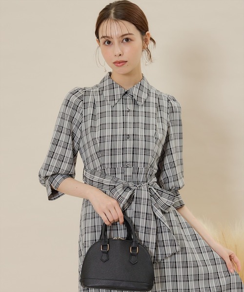 「SWINGLE」 シャツワンピース MEDIUM ブラック系その他 レディース_画像9