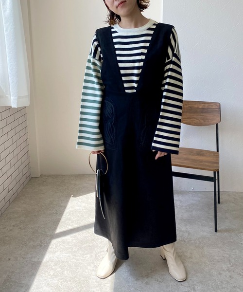 「LHELBIE」 サロペットスカート M オリーブ レディース_画像2