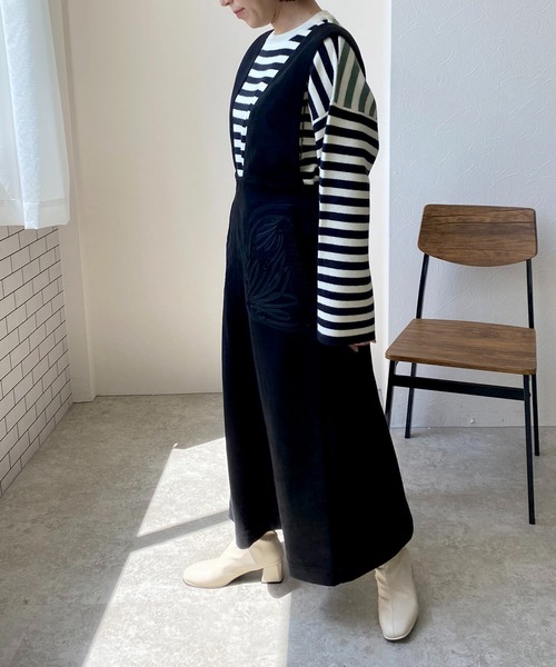 「LHELBIE」 サロペットスカート M オリーブ レディース_画像3